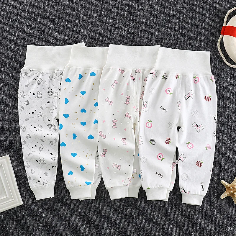 2023 Autumn Spring Newborn Baby Pants Girl Boy High waist Leggings Cotton Clothes Toddler Trousers Clothing Infant Kids PP Pants