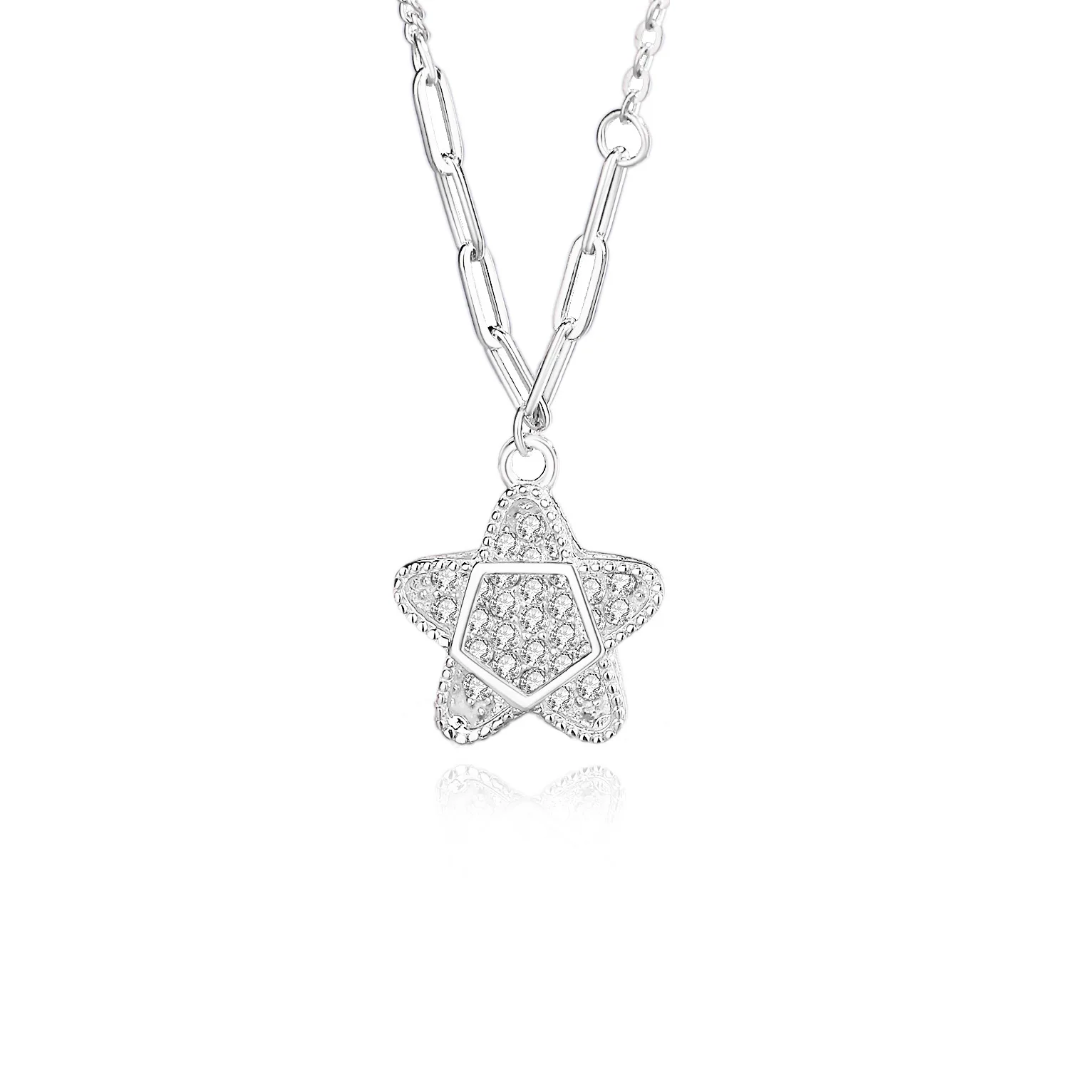 

Women's Five-Point Star Necklace Luxury S925 Silver Pendant Advanced Sense Clavicle Chain Fine Cross-Border Jewelry Wholesale