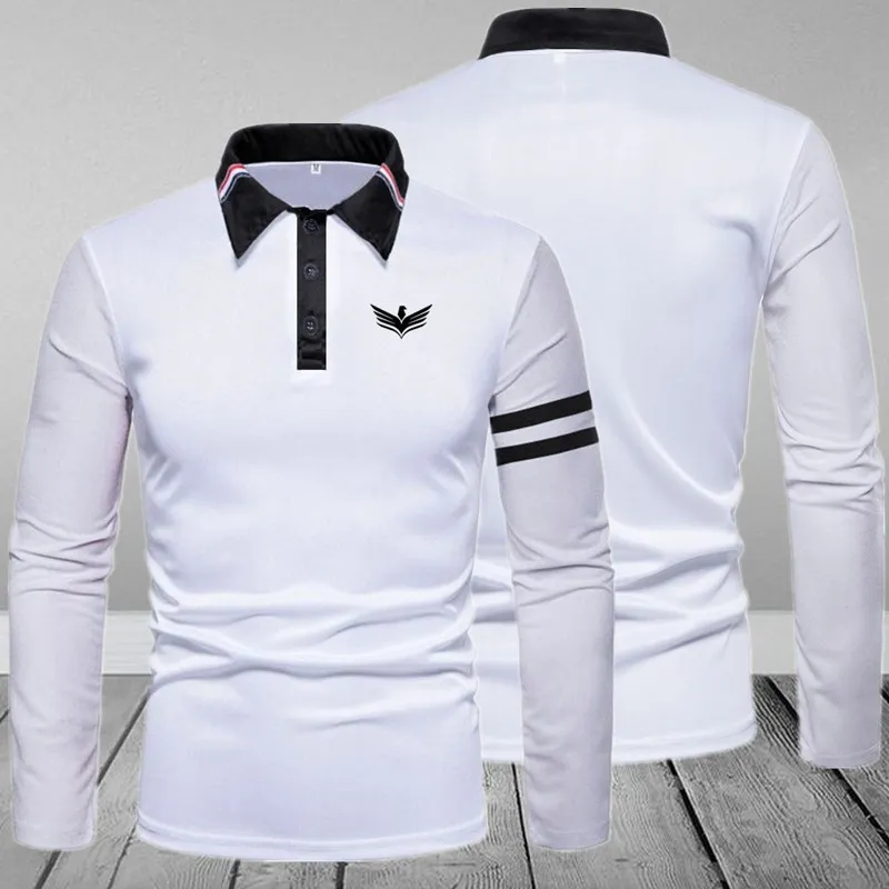 Brand new Classic style men\'s long sleeved printed shirt business casual summer long sleeved polo shirt