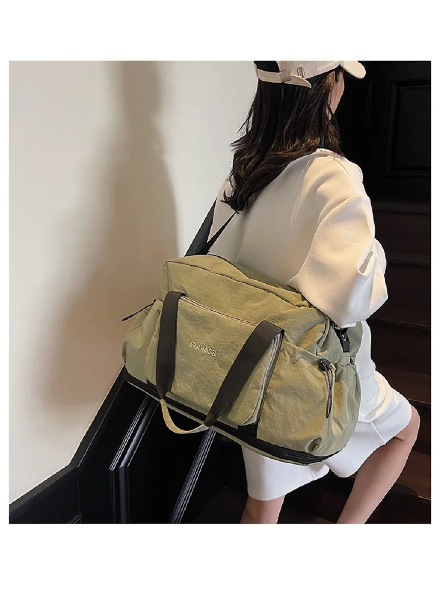 Bolsa de equipaje de viaje portátil para mujer, bolso de gran capacidad para hombre, bolsa de almacenamiento plegable, bolsa de fitness con separación de ropa seca y húmeda