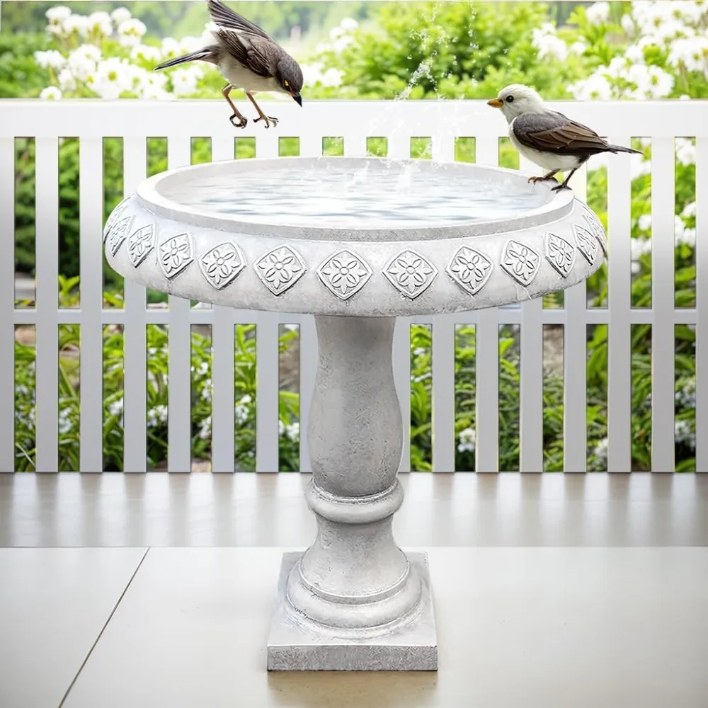 Imagem -02 - Alto Handmade Birdbath Concreto Elegante Jardim ao ar Livre e Decoração do Quintal Decoração Texturizada 2425