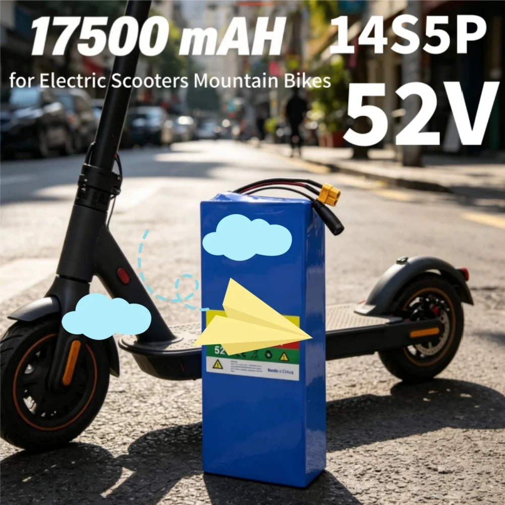 

14S5P 18650 Lithium Battery 52V 17500mAh with BMS for Electric Scooters And Mountain Bikes High-Power 14 Series 5 Parallel