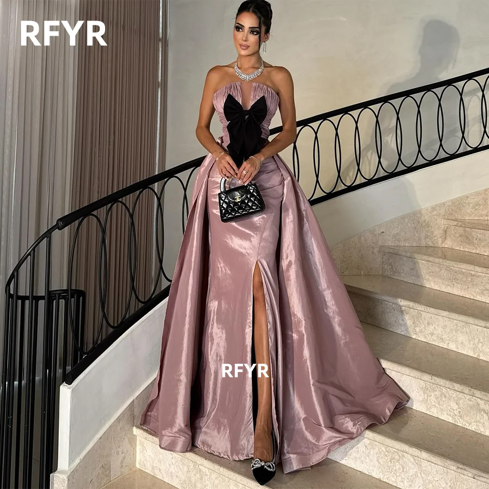 

RFYR A Line Evening Dress Sweetheart Prom Dress with Bow Party Gala Dress for Arabic Women مناسبة رسمية Customized