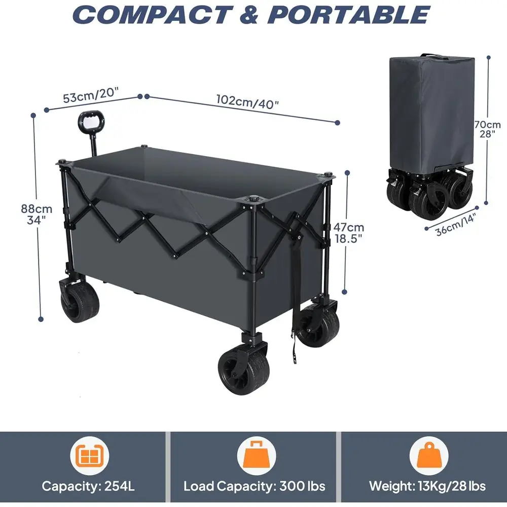عربة أدوات خارجية قابلة للطي بسعة كبيرة الحجم وعجلات محمولة شديدة التحمل لجميع التضاريس وجيوب جانبية كبيرة الحجم ودكتور #5