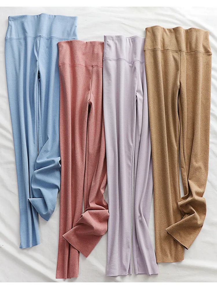 

Осенние брюки Thiened Fce, женские термобрюки с высокой талией, облегающие брюки для внутренней одежды, хлопковые базовые брюки