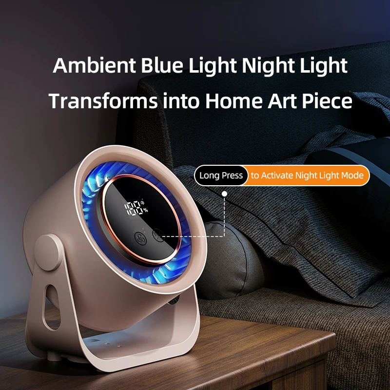 USB Rechargeable Camping Fan 199 Speed Adjustable Hanging Wall Mount Desktop Air Circulator Fan with Night Light Summer Clip-on