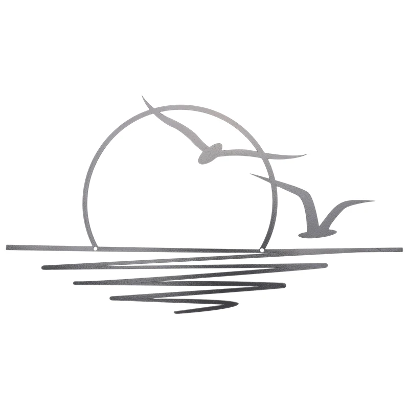 

Sunrise Metal Wall Art, Sun And Seagulls Wall Decor, Metal Wall Decor, Abstract Sunset Home Decor, Minimalist Line Art 30X16 Cm-