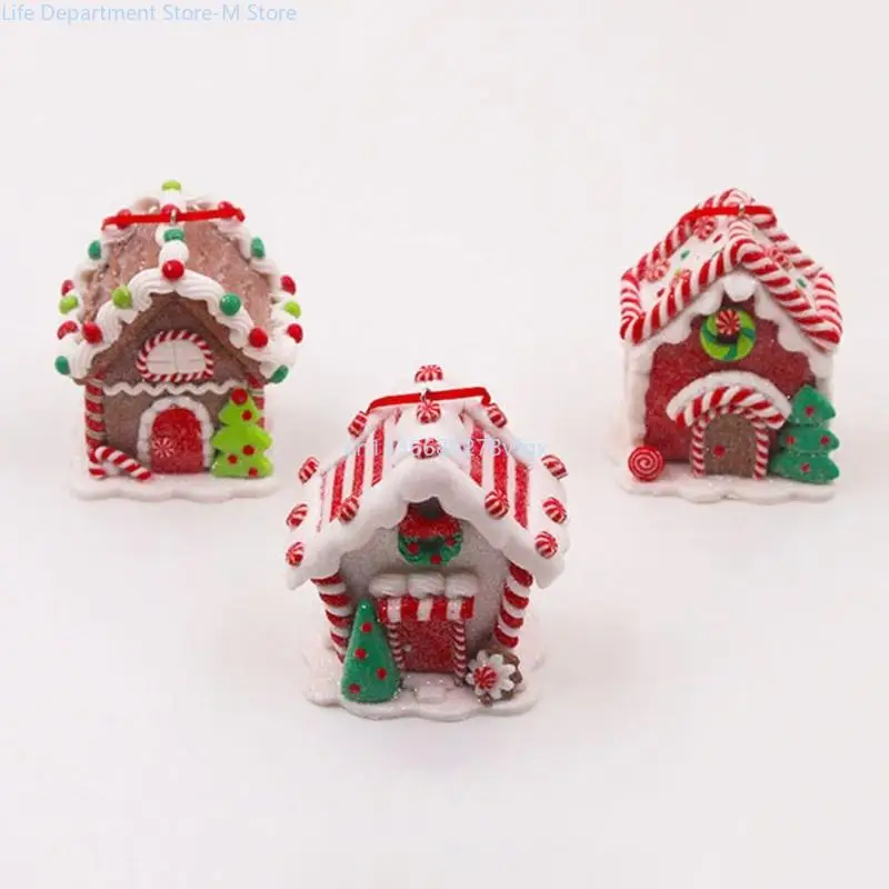 Kerst PVC Klei Peperkoek Huis Hangende Ornament Vakantie Decoratie