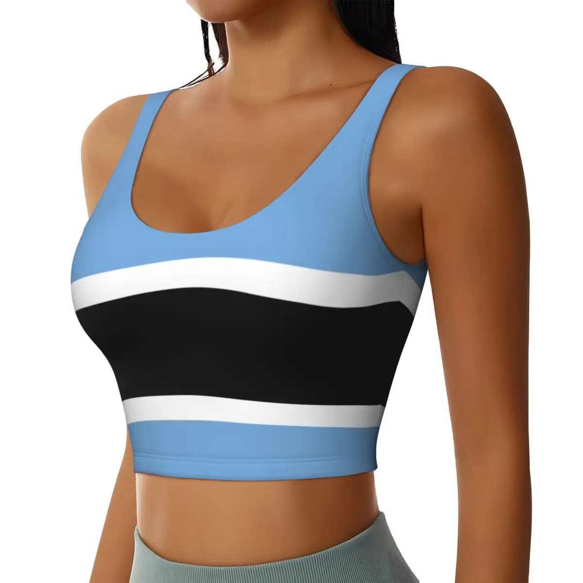 Yoga Vest Women Gym Sports Crop Tops Botswana Flag Streetwear Workout Breathable Tank Top Female