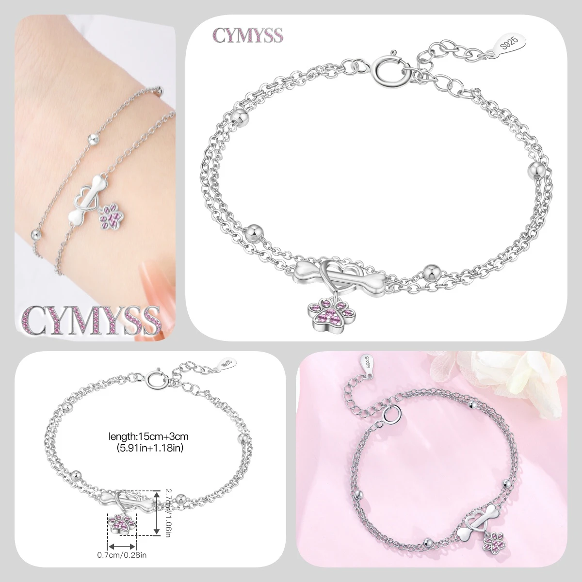 Zierliches Tennisarmband aus 925er Sterlingsilber mit Schmetterlingsanhänger und eingelegtem Zirkonia, edler Schmuck für Frauen, Hochzeits- und Geburtstagsgeschenk – Detail 28