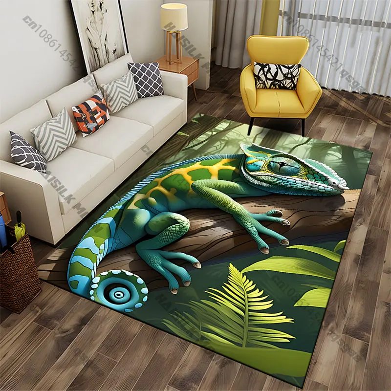 Chameleon resting on tree carpet Yoga living room room decor children's crawling mat doormat area rug games mat