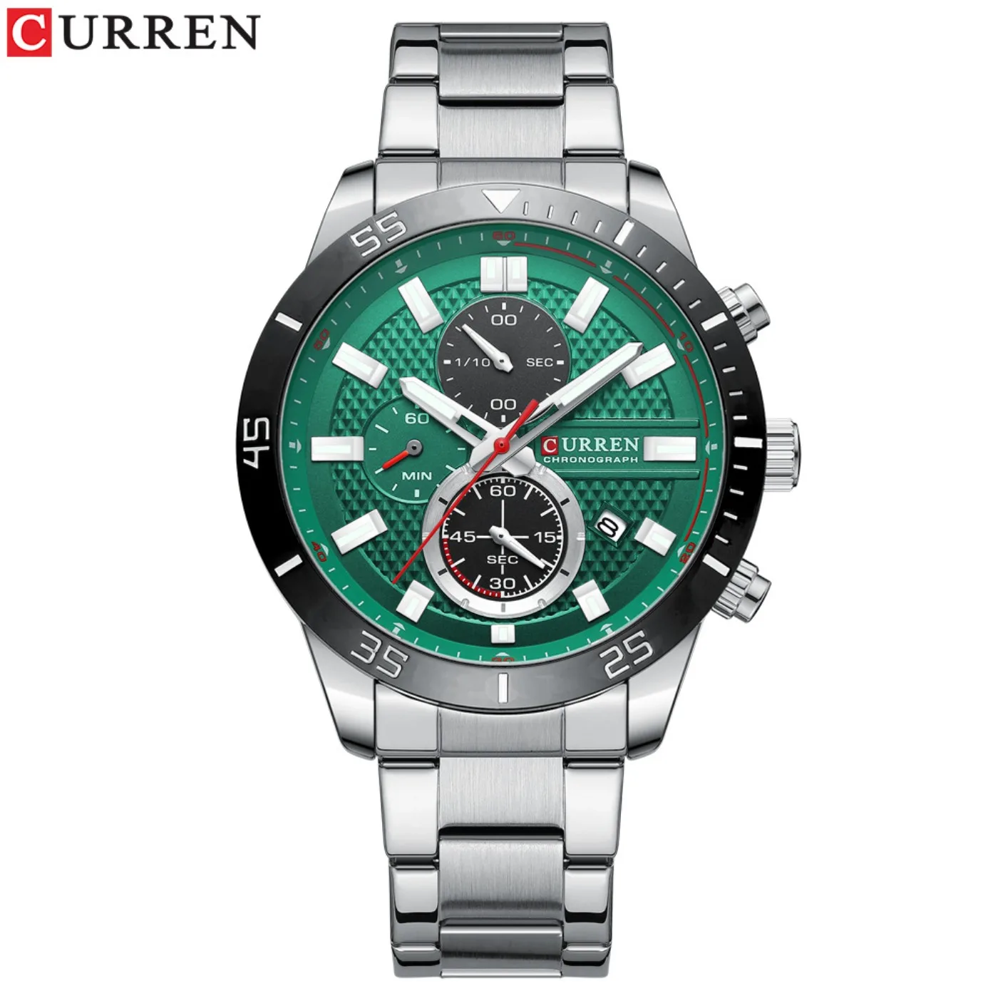 CURREN Men's Fashion Sports Waterproof Stainless Steel Luminous Quartz Watch Classic Business Casual Date Watch Reloj Hombre
