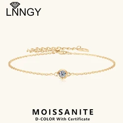 Lnngy 3mm Bezel Moissanite Bracelet Original And Pure 925 Sterling Silver Bracelets For Women Fashion Charm Wedding Jewelry Gift