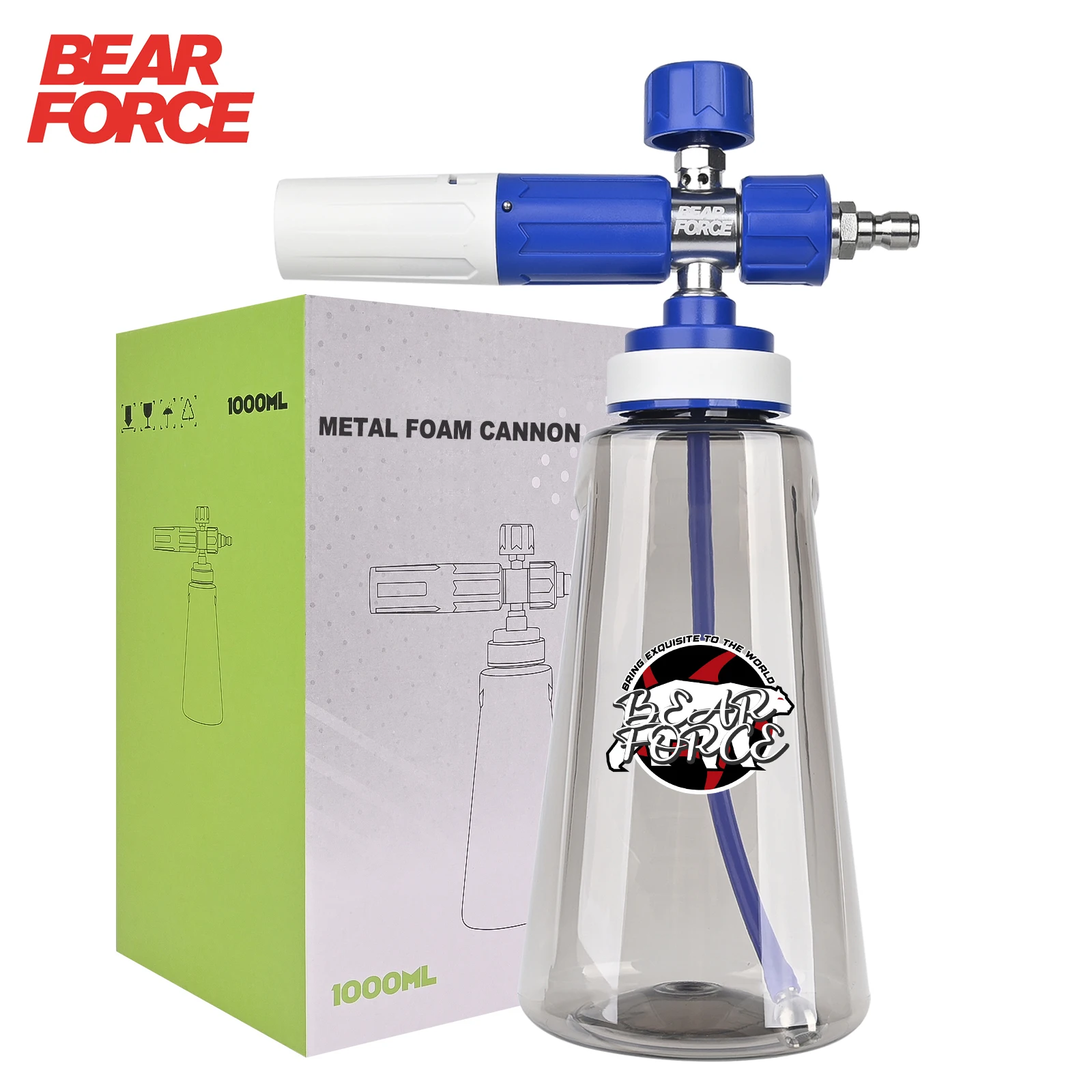 Pressure Washer Upgraded Foam Cannon for 1/4” Quick Connector with 360°Adjustable Spray Nozzle, 1L Foam Cannon Soap Dispenser