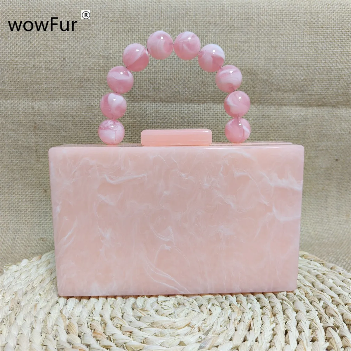 שיש צבעוני כתום בהיר תיבת אקריליק clutches נשים שרשרת כתף חרוזים beaded תיק חתונה