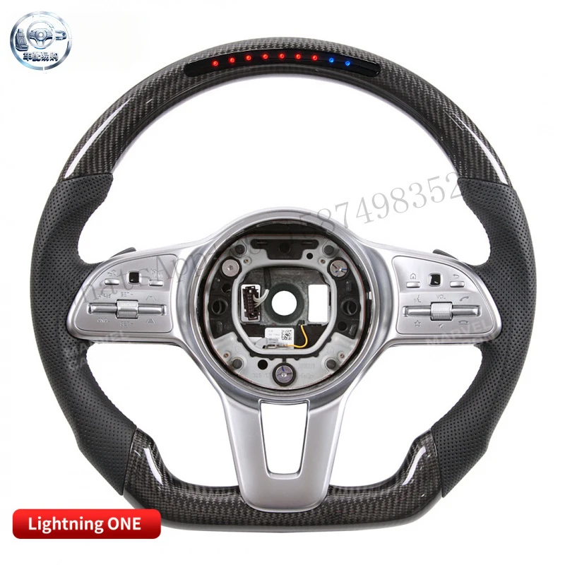 Suitable for Mercedes-Benz W177W205, S205W213W222 LED carbon fiber steering wheel with mobile controllable modification