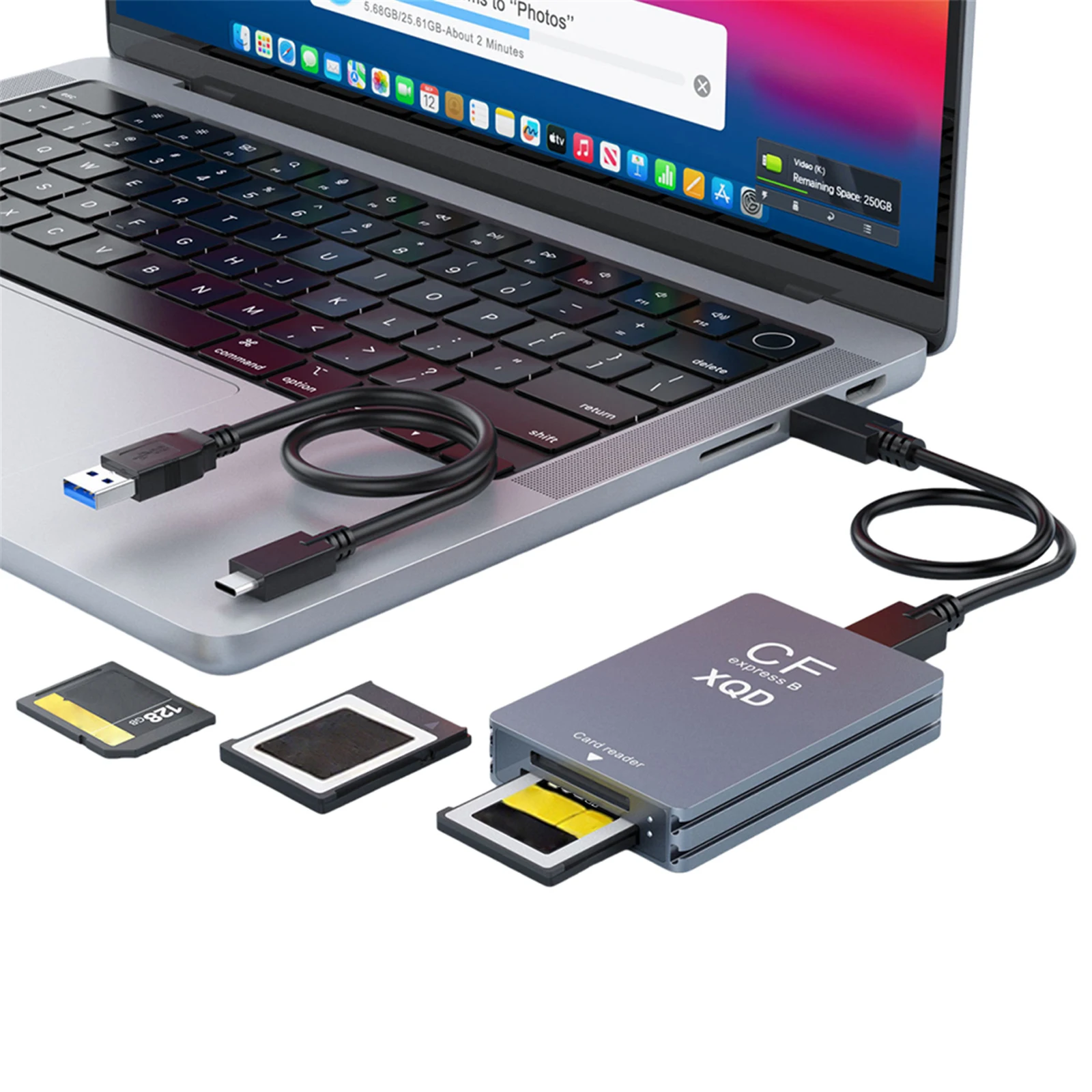 

10Gbps 3-in-1 CFexpress Type B Card Readers Adapter with USB C To USB A/C Support Thunderbolt 3/4 Port for Windows XP/Vista/Mac