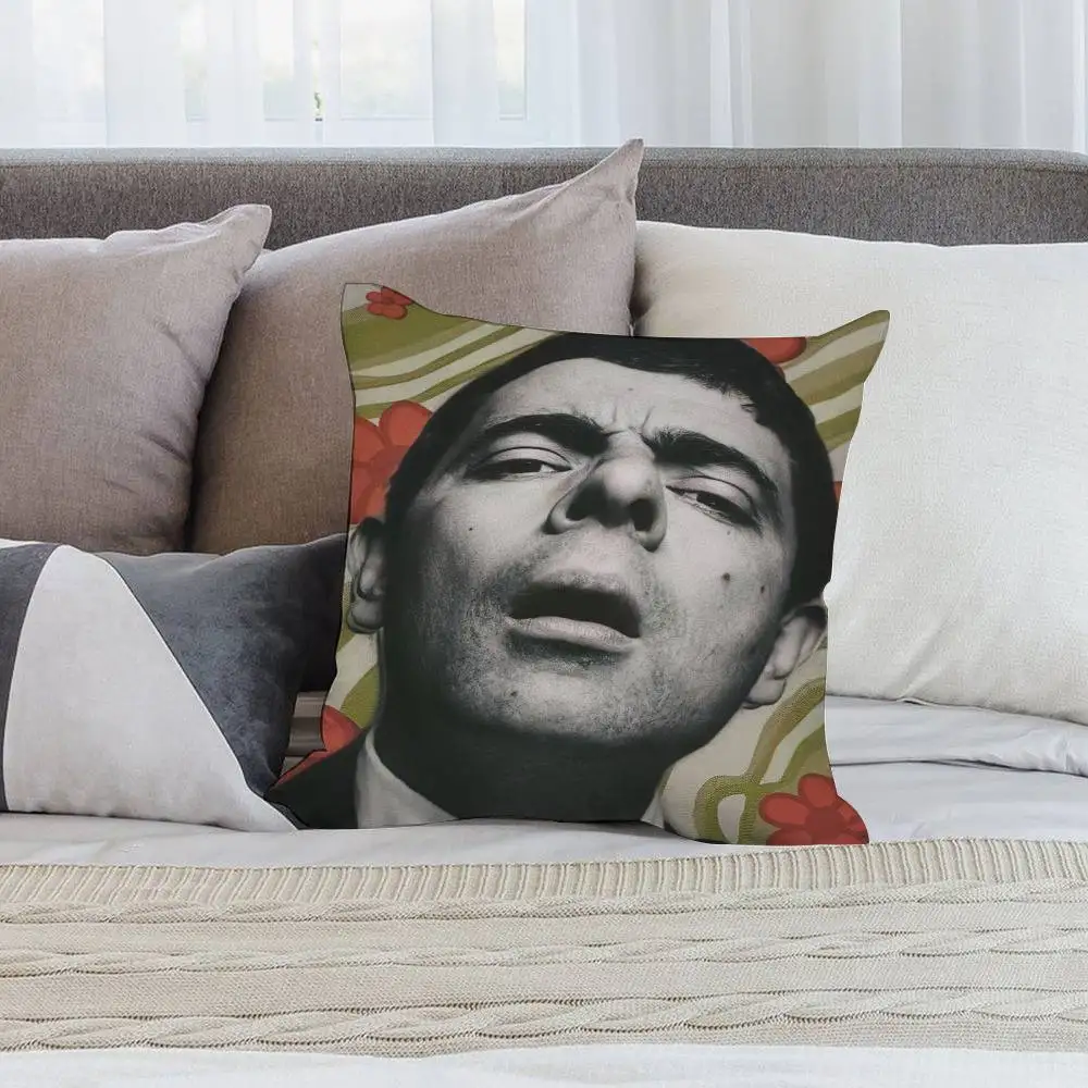 Funny Mr Bean Pillow Case Short plush Double-sided Print Square Throw Pillow Covers Sofa Home Cushion Decor