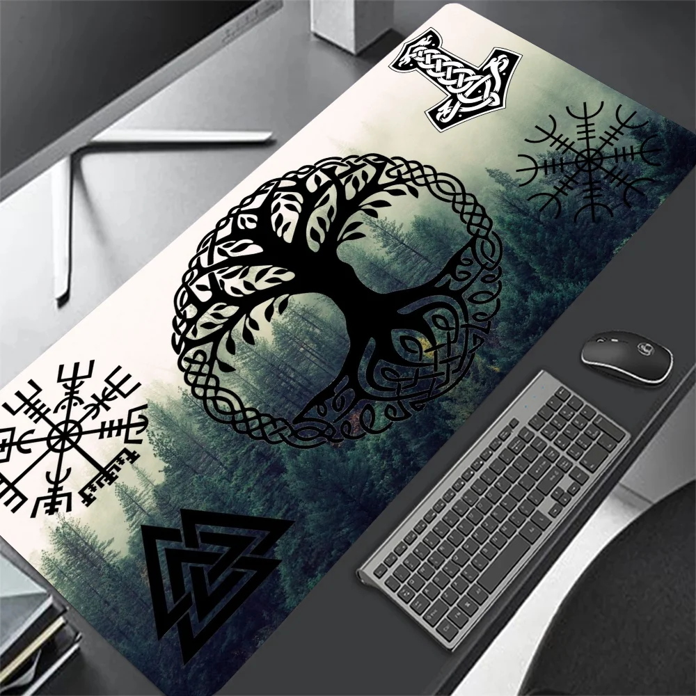 Gamer Viking Vegvisir Shield Mousepad Mouse Mat Desk Mat With Pad Gaming Accessories Prime Gaming XXL Keyboard Pad Stitch