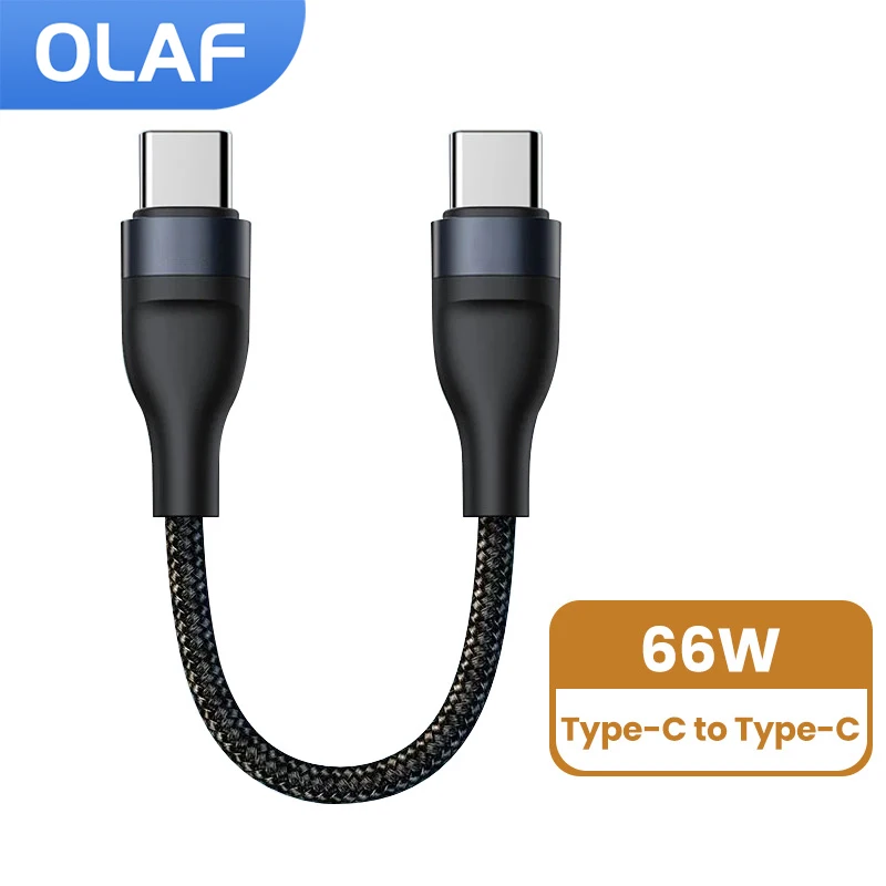 

0.25M Type C To Type C Cable Fast Charging USB C Data Cord 66W Short Portable Cable For Power Bank Charger Mobile Phone Cable