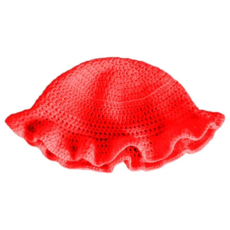 Knitting Ruffle Brims Hat Resort Hat Warm Bucket Hat Female Panama Hat Photo Hat