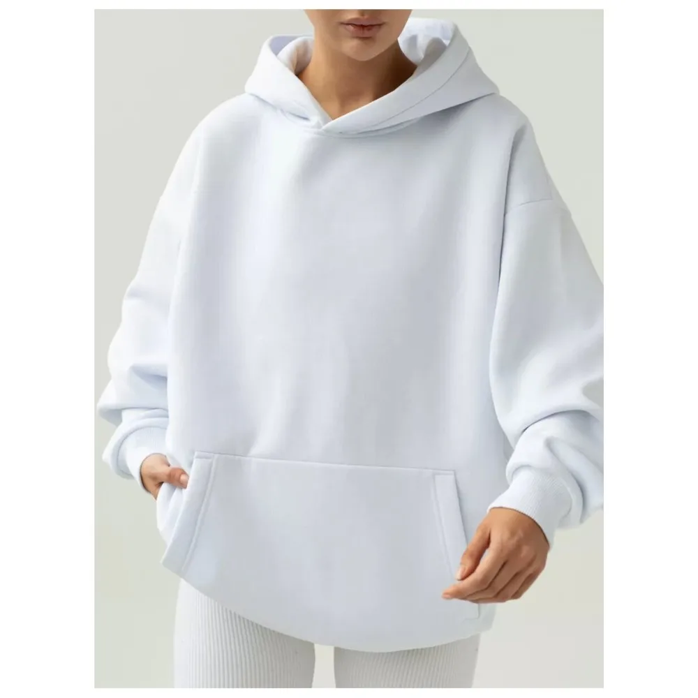 2025 New Women's Pullover Hoodie Autumn Winter Long-sleeved Solid Color Hooded Sweatshirt Pullover Loose Casual Top For Women