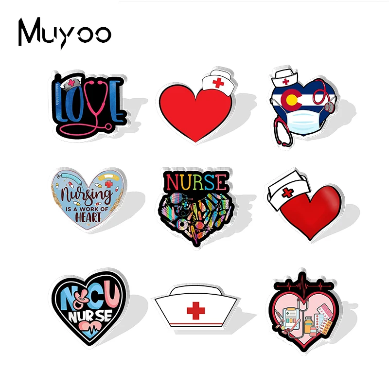 2023 New Arrival Fashion Nursing Is a Work of Heart Nurse Love Nursing Handcraft Epoxy Acrylic Resin Lapel Pins Badge Pin