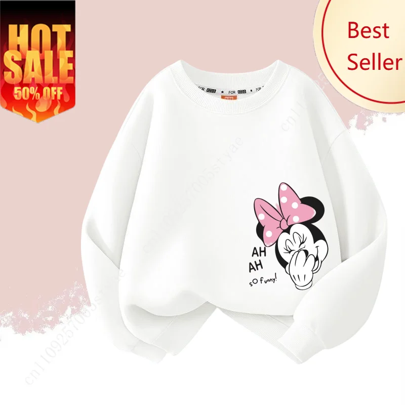 

Disney Sweatshirt Minnie Hoodie Cute Full Sleeve Hoodies Cartoon Top Autumn Pullover Boy Girl Autumn Clothes Soft Clothing