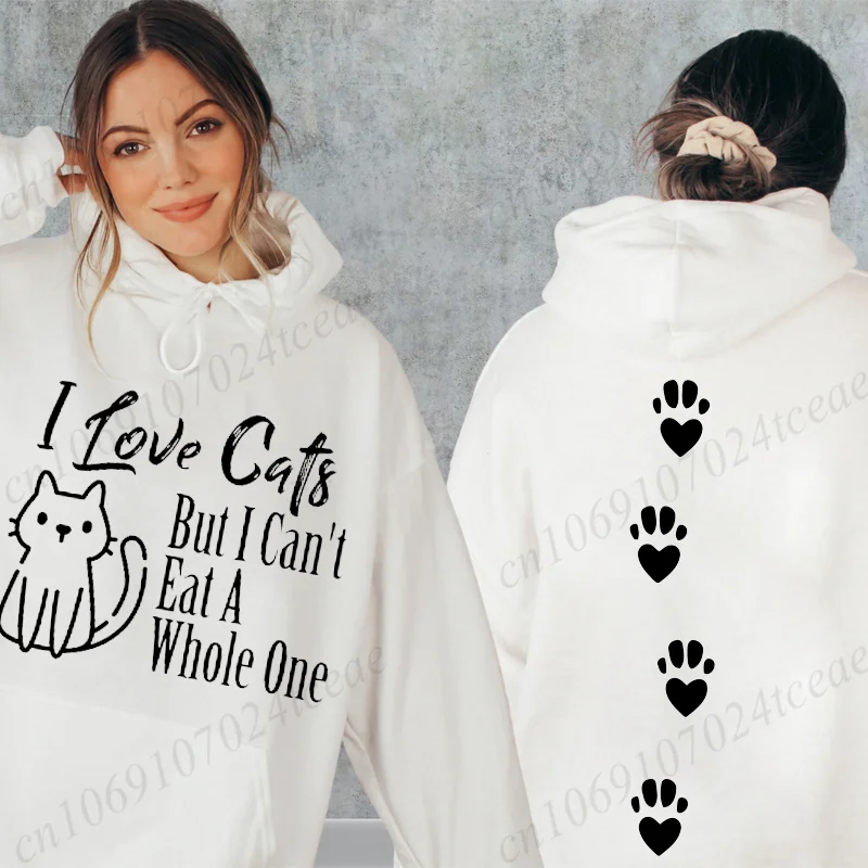 Femmes décontracté sweats à capuche j'aime les chats mais je ne peux pas manger un entier imprimer Harajuku Streetwear décontracté pulls à capuche de mode vêtements de sport