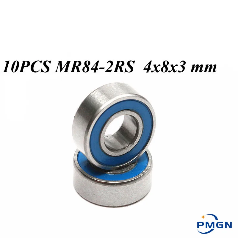 

10PCS ABEC-5 MR84-2RS MR84 2RS MR84 RS MR84RS 4x8x3 mm Blue rubber sealed miniature High quality deep groove ball bearing