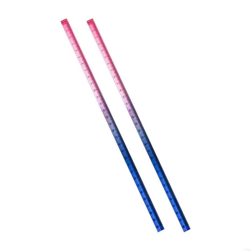 CORA 2Pcs Clear Acrylic Ruler Colorful Straight Ruler Shatterproof Measuring Ruler