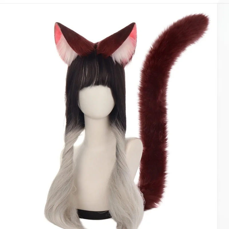Handmade Mint Nanaly Plush Cat Ears Headband & Tail Set Nekomimi Cosplay Accessories For Anime Performance Party Props