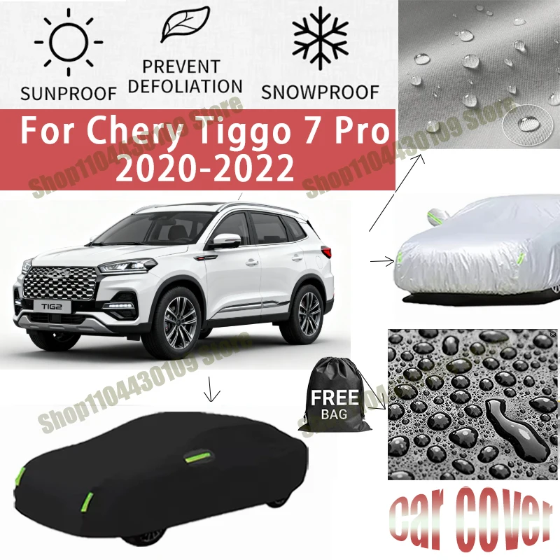 

For Chery Tiggo 7 Pro 2020-2022 Car Covers with Reflective Strip Anti Corrosion Sun Rain Snow Wind Protection Dustproof UV