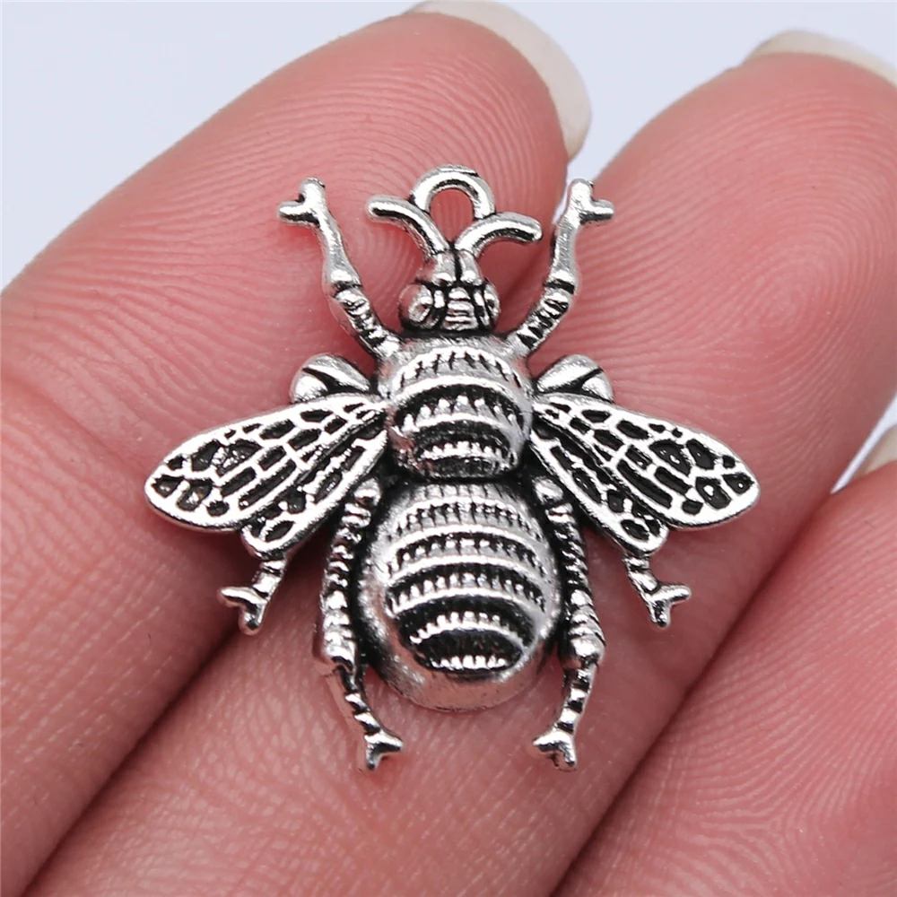 10pcs 25x25mm Antique Gold Color Plated Antique Bronze Plated Antique Silver Plated Bee Charm For Jewelry Making