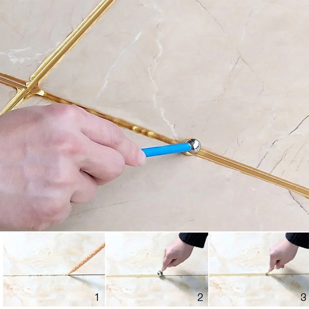 Tile Grout Seam Pressing Tool Set 9pcs Stainless Steel 4 Floor Seam Press Ball And 5 Beauty Seam Tools For Tile Surfaces