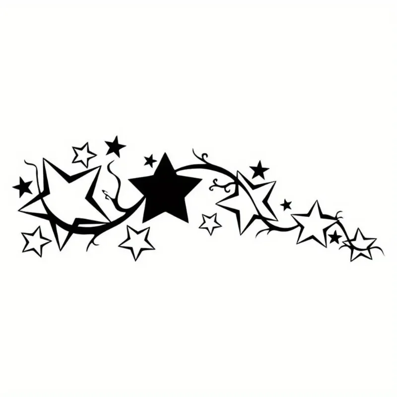 Trendy Star Filled Stickers With Curlicues Decor Decals for Car Trunk Laptop Bike Frame Personal Decoration