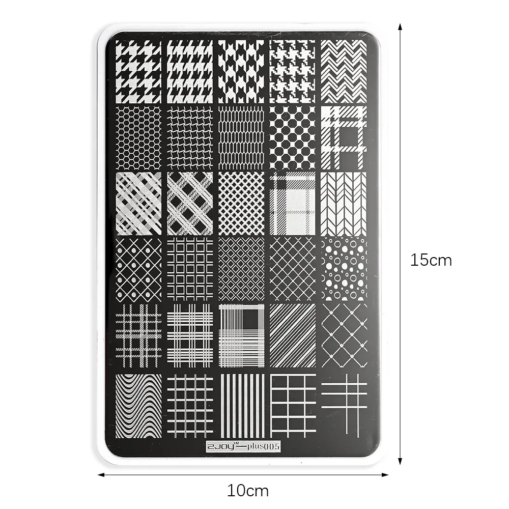 Grandi dimensioni geometria Nail Stamping Plates Lines Animal Plus addensare Template Plate Mold Printing Plates Nail Art Stencil Stamp Tool