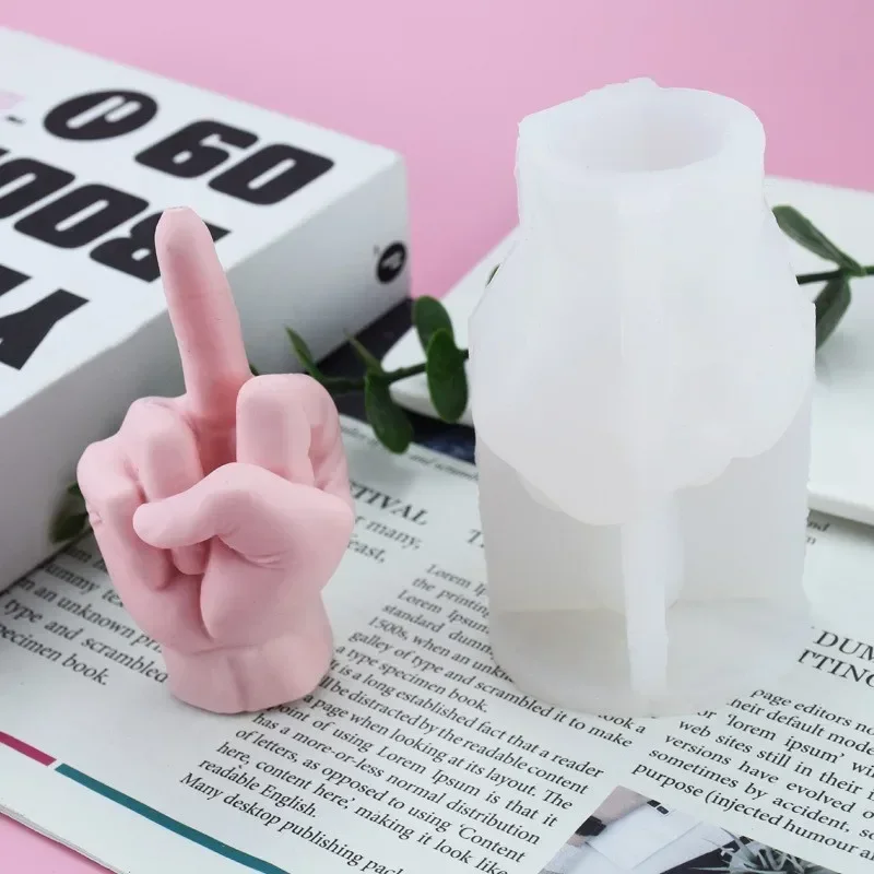 

3d DIY Middle Finger Gesture Silicone Candle Mold Gypsum form Carving Art Aromatherapy Plaster Home Decoration Wedding Gift