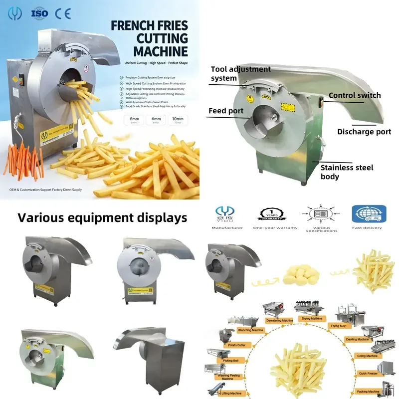 for Industrial French Fries Sweet Potato Cutting Machine Root Vegetable Slicer Potato Chip Production Line Equipment