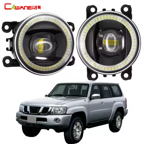 2 X 40W LED Fog Light Assembly For Nissan Safari Patrol Y61 Facelift 2005-2009 Car Angel Eye DRL Fog Daytime Running Lamp 12V