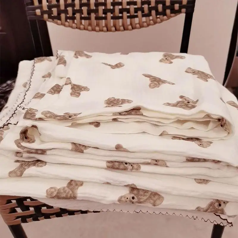 M89C طفل 2 طبقات الشاش قماط التفاف الشاش بطانية الدب طباعة مكيفة الهواء لحاف