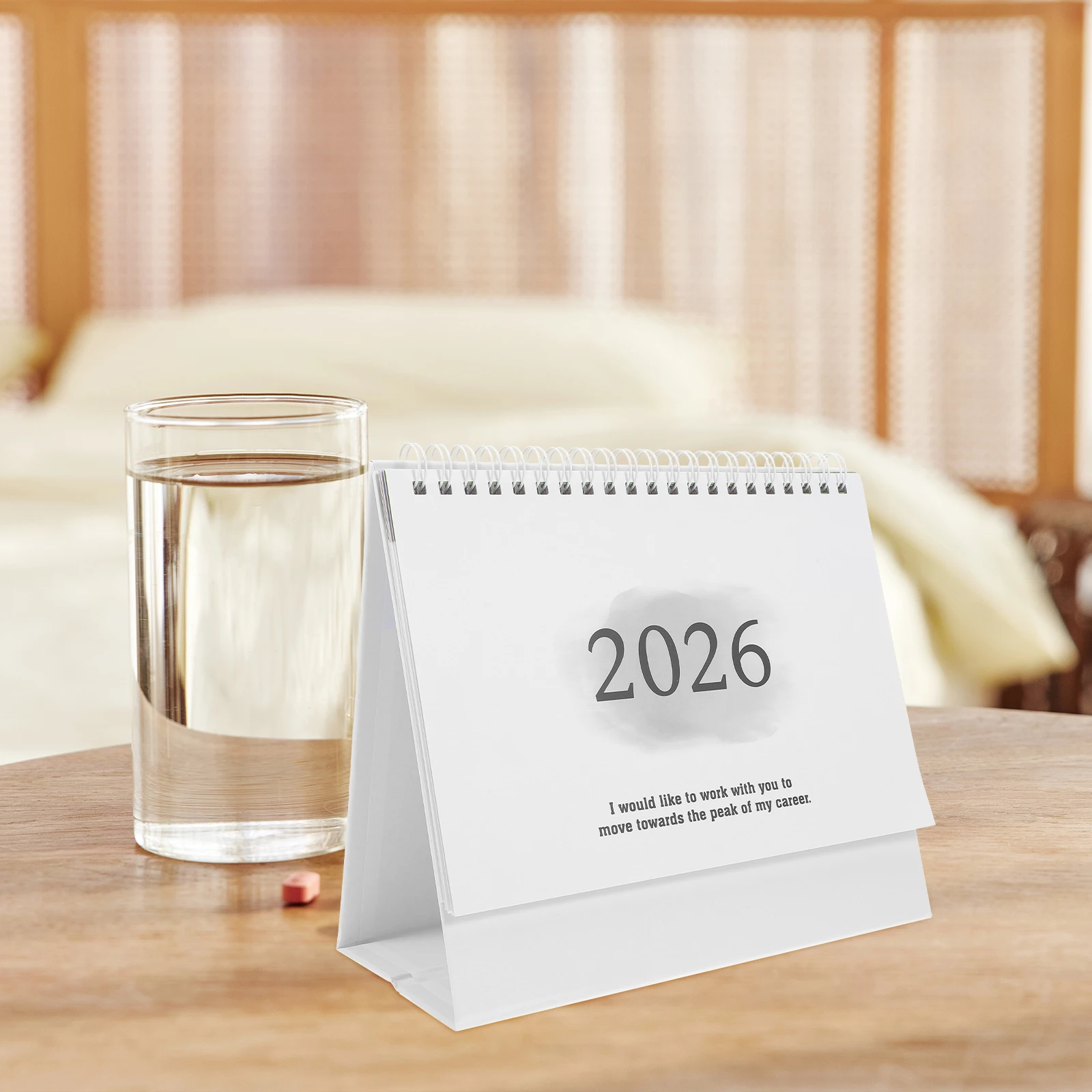 

2026 Compact Desk Calendar Small Foldable Stand Version Thick Paper Office Home Decor Planner Grey 2025-2026
