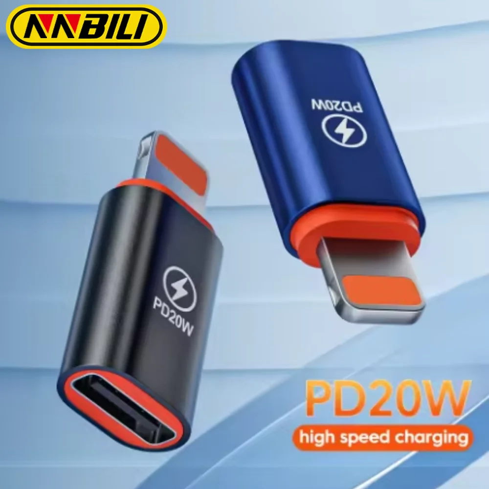 NNBILI 1-4 قطعة PD20W USB نوع C إلى البرق محول شحن لنظام iOS البرق ذكر إلى USB-C موصل سالب محول آيفون