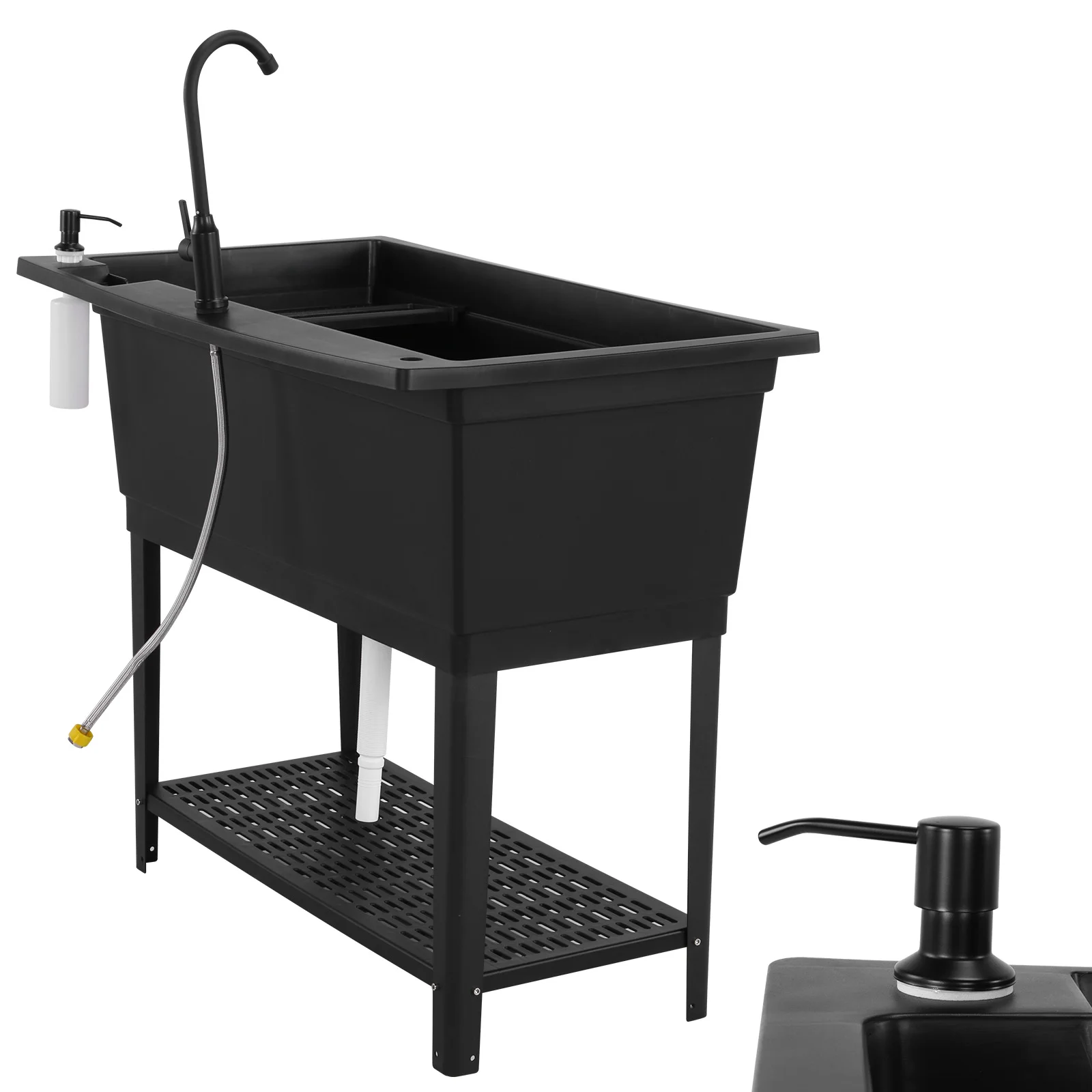 

Portable Hand Wash Station with Stainless Steel Faucet Soap Dispenser Freestanding Sink for Washing Room Backyard Garden