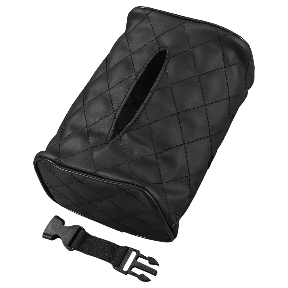 

2Pcs Car Tissue Box Holder Compact Space Saving Organizer Quick Installation Easy Refill Modern Black Pu Headrest Napkin