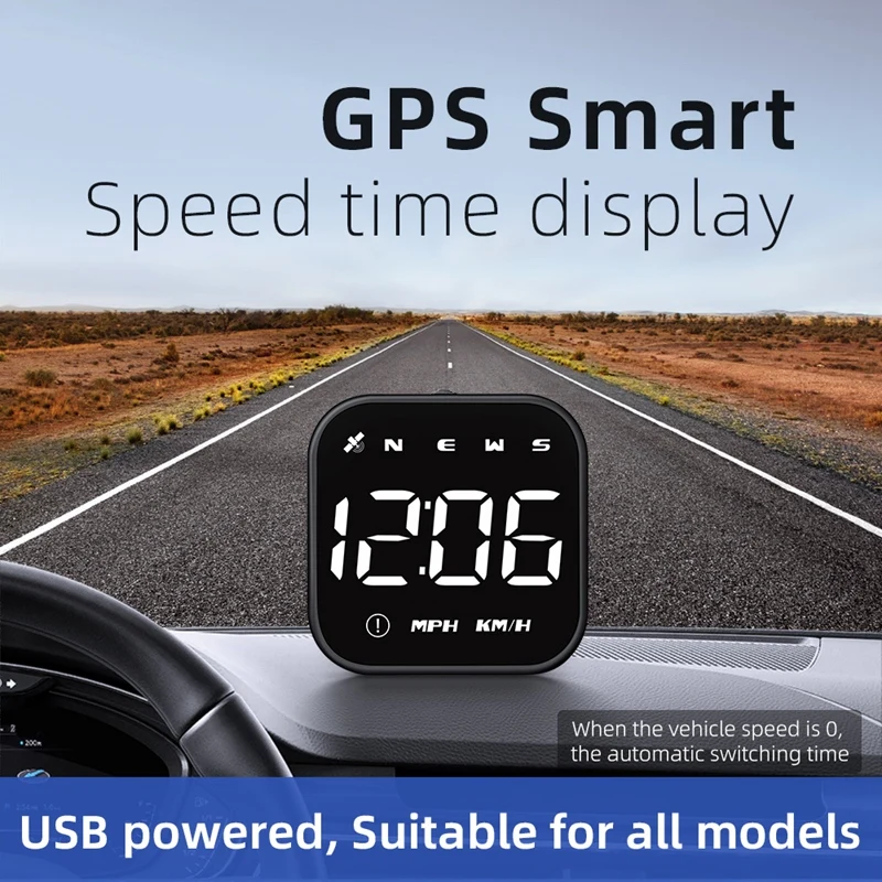 

HUD Car Speedometer Timetable Speed Alarm GPS Head-Up Display Auto Electronic Accessories Fits All Cars