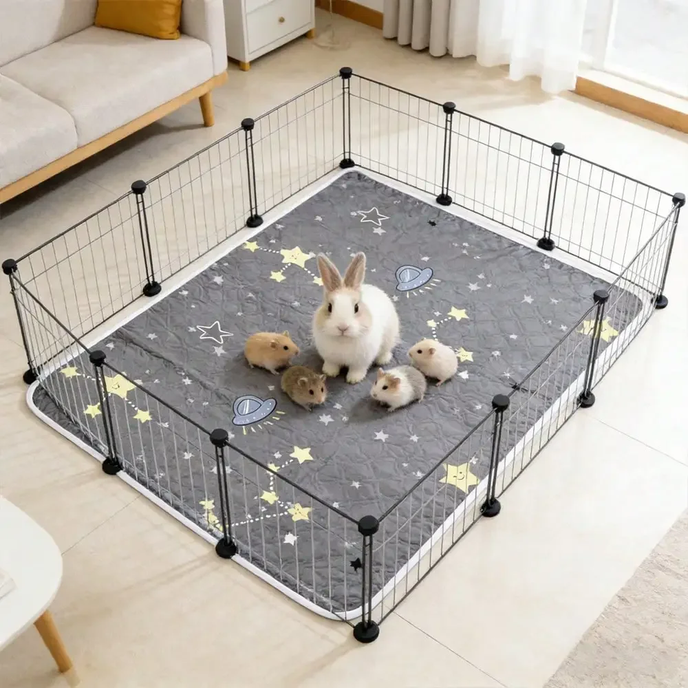 Random Print Washable Pee Pad for Pet Rabbit Hamster Small Animal Reusable Leakproof Urine Mat Cage Liner Potty Training Bedding - view 3