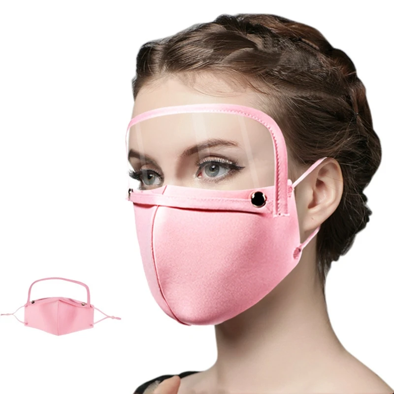 Washable Reusable Mouth Mask with Detachable Eye Shield Breathable Face Protective Cover Dustproof  Respirator