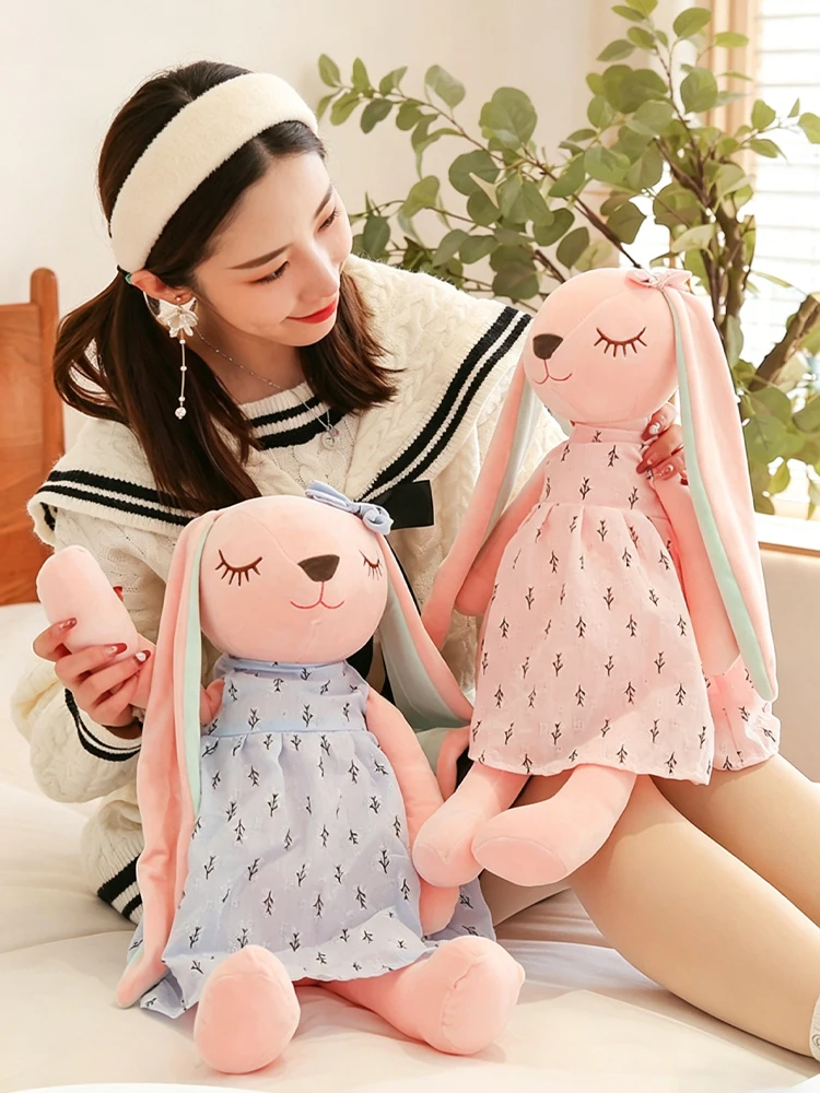 35 cm große Oster-Babyhasenfigur, rosa und blau, An'an Rabbit, beruhigende Geschenkpuppe für Kinder, Plüschtier mit superweichem Fell. – Detail 1
