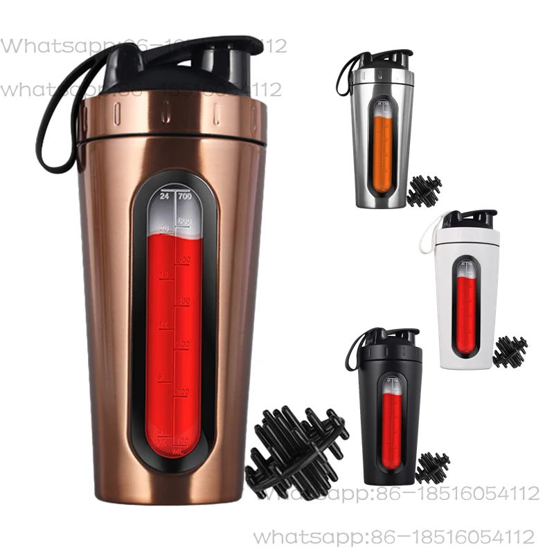 700Ml leak-proof gym water bottle stainless steel protein tumbler double wall no noise